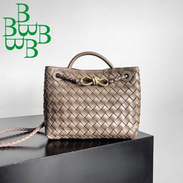 Womens Andiamo Designer Bags BottegavVeneta Totes Bags Leather Woven Handbags 6B Woven Series Womens Bag Double Sheepskin 2023 New Small Horizontal Handbag a WNE70