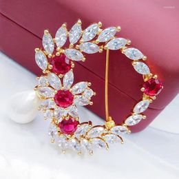 Brooches Selling Brooch Bouquet Drop Pearl Wedding Broche De Mariage Flower Marquise Zircon Jewellery Buque Noiva
