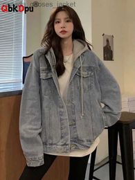 Women's Jackets Loose Hooded Denim Jackets Oversized 75kg Patchwork Spring Casaco Casual Vintage New Coats Classics Women Korean 2023 Chaquetas L231208