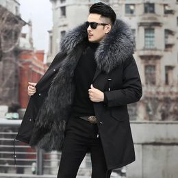 Men's Jackets Thick Warm Coat Men Winter Parker Medium and Long Fur In One Thermal Jacket Detachable Liner 231207