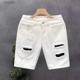 Men's Jeans Summer Men Worn Hole Denim Shorts Fashion Brand Loose Straight White Short PantsL231208