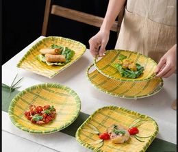 Plates Melamine Plastic Dining Plate Creative Imitation Bamboo Paired Dish Party Afternoon Tea Dessert Cake Restaurant Tableware