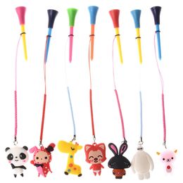 Golf Tees 5Pcs Golf Rubber Tees With Handmade Rope Prevent loss Different Cartoon Pattern Golf Ball Holder And Braided Rope Golf Gift 231204