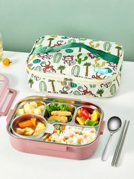 Lunch Boxes Bags WORTHBUY 18/8 Stainless Steel Lunch Box Food Insulation Children's Meal Preparation Container Heater Storage Partition 231207