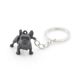 Metal Black French Bulldog Key Chain Cute Dog Animal Keychains Keyrings Women Bag Charm Pet Jewellery Gift Whole Bulk Lots282z