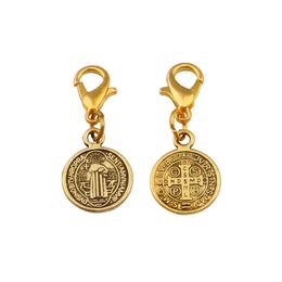 Charms 20Pcs Saint Jesus Benedict Nursia Patron Medal Cross Charms Floating Lobster Clasps Pendants For Jewellery Making 231208