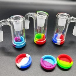 14mm Glass Ash Catcher Hookah Accessories With 10ML Colourful Silicone Container Reclaimer Male Female Ashcatcher For Bong Dab Rig Quartz LL
