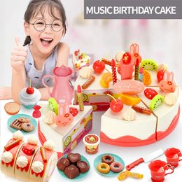 Doll House Accessories Lights Singing Happy Birthday Cake Children's Play Toys Afternoon Tea Dessert Parentchild Interaction 231207