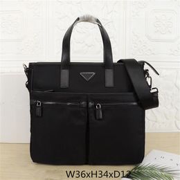 Men's Black Waterproof Nylon Designer Briefcase High Quality Laptop Bag Large Capacity Retro Fashion Office Handbag245v