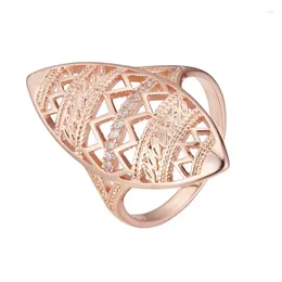 Cluster Rings FJ Exaggeration Women 585 Rose Gold Colour Crystal Wedding Jewellery