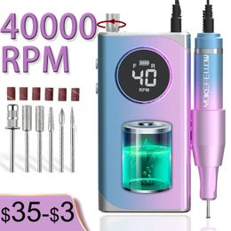 Nail Art Equipment 40000RPM Electric Drill Machine For Manicure Professional Lathe With LCD Display Rechargeable Salon Tool 231207