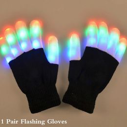 LED Gloves Colorful Finger Glowing Glove for Kids Adult 1 Pair Flashing Magic 231207