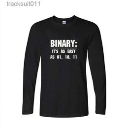 Men's T-Shirts New Fashion Spring Tshirt Funny Computer Men Cotton Binary Easy As 01 10 11 T-shirt Nerd Geek Long Sle T Shirts L231208