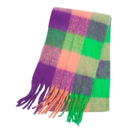 Scarves 2023 Winter Thick Warm Scarf Women Cashmere Shawl and Wraps Pashmina Neckerchief Bufanda Female Rainbow Hairy Tessel Echarpe 231208