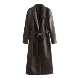 Kvinnors trenchrockar unizera 2023 Autumn Winter Wear Fashion Casual Retro Old Made Soe Up Long Coat 231208