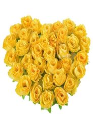 Decorative Flowers Wreaths Yellow Fabric Silk Artificial Rose Flower Heads For Decoration Pack Of 50pcs7005086