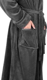 NY Threads Luxurious Mens Shawl Collar Fleece Bathrobe Spa Robe