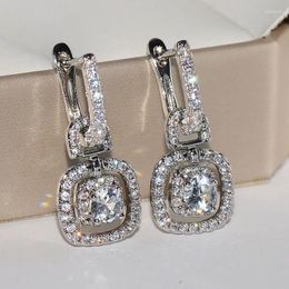 Dangle Earrings Real Diamond For Women S925 Sterling Silver Fashion Wedding Office Fine Jewellery Drop Orecchini Girls