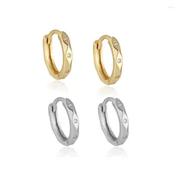 Hoop Earrings RYJU 925 Sterling Silver Faceted Circle Rings Shape Zircon Huggie Piercing For Women Girls Teen Eternity Jewellery