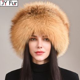 BeanieSkull Caps Autumn and winter Women's Genuine Natural Fur Cap Russian Fur Hat Real Fur Hat Dome Mongolian Hat 231207