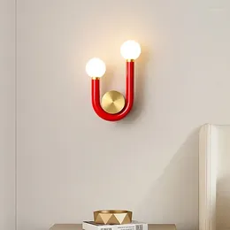 Wall Lamp Modern U-Shaped Led Bedroom Decor Bedside Living Room Aisle INS Light Nordic Plant Decoration Background
