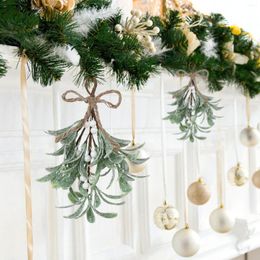 Decorative Flowers Artificial Mistletoe Branches Christmas Tree Greeny Leaves Cuttings Hanging Ornaments Xmas Party Festival DIY Decoration