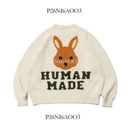 HUMAN MADE Tiger Head Embroidered Sweater Men's Women's Hoodie Gray Apricot Humanmade Pullover Hoodies Sweater Casual Long Sleeve Sweatshirt 129