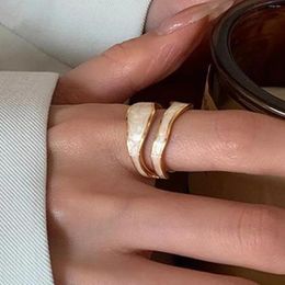 Cluster Rings Retro Gold Colour Double Oil Drip Open For Women Luxury Irregular Adjustable Finger Ring 2023 Trendy Wedding Jewellery