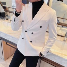 Men's Suits Autumn Winter Double Breasted Suit Jacket for Men Slim Fit Casual Business Formal Dress Blazers Wedding Social