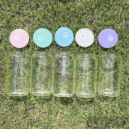 Drinkware Lid Replaced Coloured Plastic Lids For 16Oz Glass Tumbler Blank Clear Frosted Mason Jar Libby Can Cooler Cola Beer Food Can Dhzpp