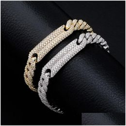 Chain 9Mm Fl Diamond Cuban Link Bracele Iced Out Mens T Jewellery For Gift Charms Punk Fine Quality Personality Bling Aaa Cz Hip Hop Bra Otwpw