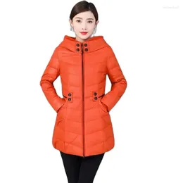 Women's Trench Coats Autumn Winter Mid-Long Down Cotton Jacket Women Loose Stand-Up Collar Hooded Outwear The Waist Overcoat Puffer Coat