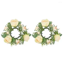 Decorative Flowers Floral Pography Prop Elegant Candlestick Garland Table Party Decoration Candle Holder Wreath For Long-lasting Home