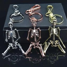 Keychains Gwwfs Skull Skeleton Pendant Key Chain Men Women Bag Charm Ring Car Keychain Keyrings Chaveiro Gift242V