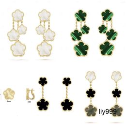 Dangle Earrings Luxury Woman Five-Leaf Flower / Four-Leaf Clover Natural Gem Large Lucky For Party Jewellery Gift