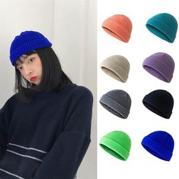 Beanie Skull Caps Brimless Hats Hip Hop Beanie Skullcap Street Knitted Hat Women Men Acrylic Unisex Casual Solid Pumpkin Portable 202o