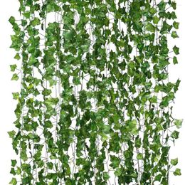 Decorative Flowers IMIKEYA 18pcs Artificial Vines 50pcs Binding Ties Green Creeper Wreath Hanging Plants Garland Wall Fence Stairway Decor