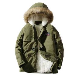 Men's Thicken fashion coat Military Hooded Warm Coats Outwear Long Trend Parka Plus Size