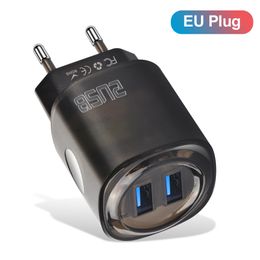 New 2.4A USB Wall Charger 2 Ports USB Phone Quick Charge Charger Adapter US EU Plug for Samsung S24 Xiaomi Nokia Android Google Pixel