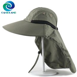 CAMOLAD Mens Bucket Hats With Neck Flap Summer Sun Hat For Women Long Wide Brim Fishing Caps Outdoor UV Protection Hiking Hat Y200259M