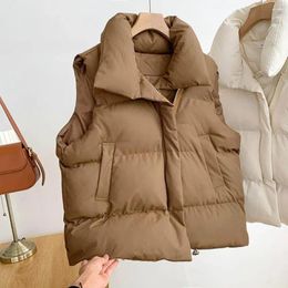 Women's Vests Fashion Winter Waistcoat Drawstring Hem Unique Cutting Skin-Touching Stand Collar Thick Warm Puffer Vest Coat