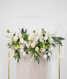 Decorative Flowers Wreaths 50100cm DIY Wedding Flower Wall Arrangement Supplies Silk Rose Hydrangea Artificial Row Decor Iron A2003794