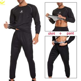 Sauna Set For Men Weight Loss Long Sleeve Sweat Top Leggings Slimming Body Shaper Fat Burner Jacket Trousers Workout