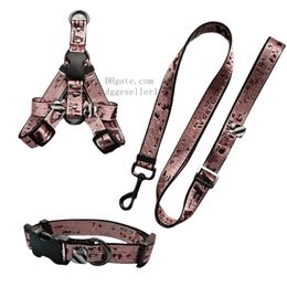 Designer Dog Harness Leash Set Adjustable Heavy Duty No Pull Halter Harnesses for Small Medium Large Breed Dogs Back Clip Anti-Twist Perfect for Walking Pink L B118