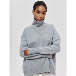 Sweater de luxo Mulheres novas femininas de meia -colarinho solto de outono/inverno suéter russo 505