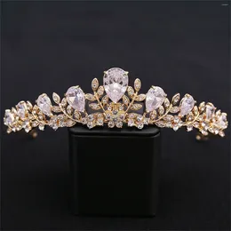 Hair Clips Elegant Rhinestone Tiaras And Crowns Sparkly Zircon Headbands For Bride Wedding Jewellery Simple Hairbands Princess Diadem