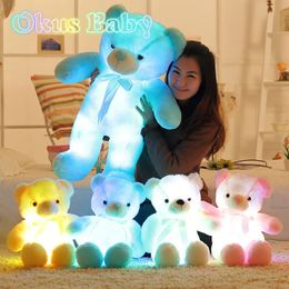 Plysch lyser upp leksaker lysande 305080 cm kreativa led nallebjörn fylld djur leksak färgglad glödande julklapp till barn 231207