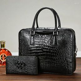 Briefcases Luxury Crocodile Skin Genuine Leather Business Men's Briefcase Alligator Shoulder Bag Men Messenger Laptop Computer