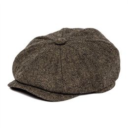 BOTVELA Men 8 Piece Wool Blend Newsboy Flat Cap Gatsby Retro Hat Driving Caps Baker Boy Hats Women Boina Khaki Coffee Brown 005 20218S