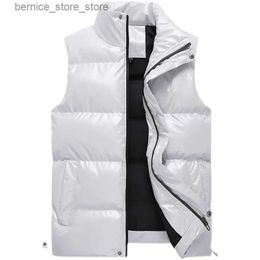 Men's Vests 2022 Men Fashion White Sleeveless Jacket Winter Men Warm Shiny Cotton Padded Vest Jackets Male Black Autumn Waistcoat S-5Xl Q231208